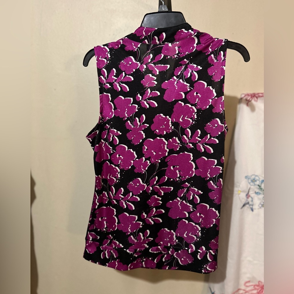 Alfani Purple Fitted Blouse with Elegant Draped Neckline - Picture 5 of 5